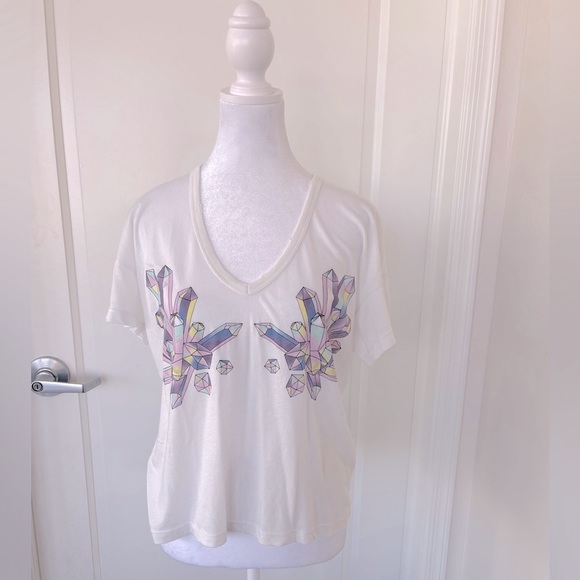 Wildfox Tops - Wildfox Hands Off Chrissy V-neck T-shirt | White